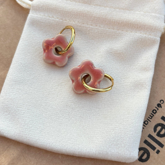 Boucles d'oreilles fleurs en céramique Amélie Floch