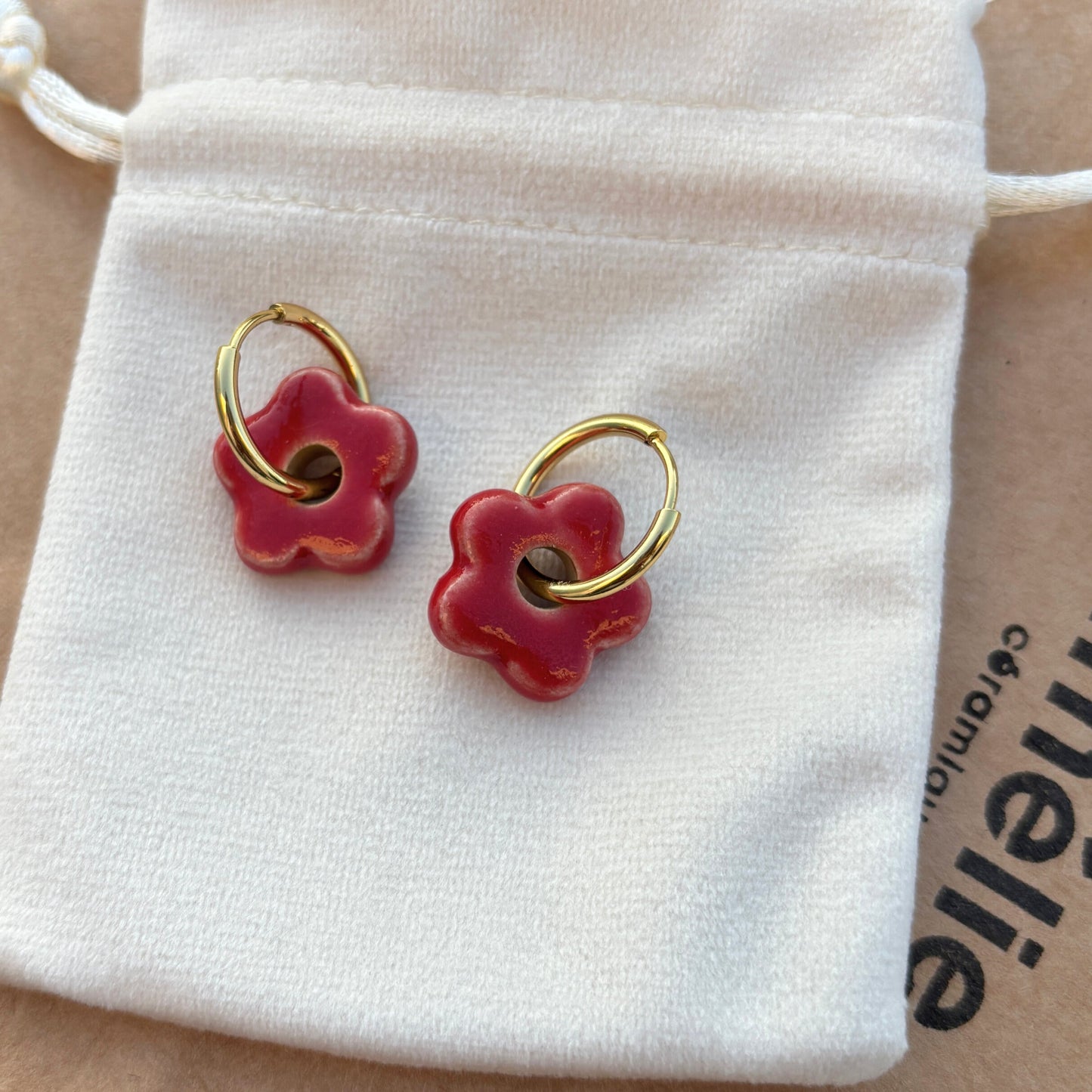 Boucles d'oreilles fleurs en céramique Amélie Floch