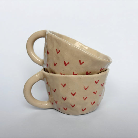 Tasses cœurs rouges en céramique Amélie Floch
