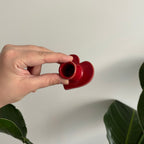 Bougeoir rouge, en forme de cœur en céramique